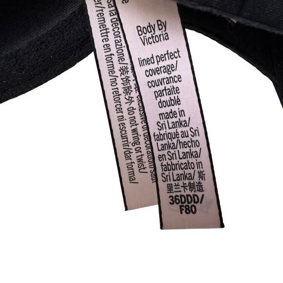 Victorias Secret Black Bra 36 DDD/F Lightly Lined Full Coverage Smooth Everyday - Picture 10 of 11